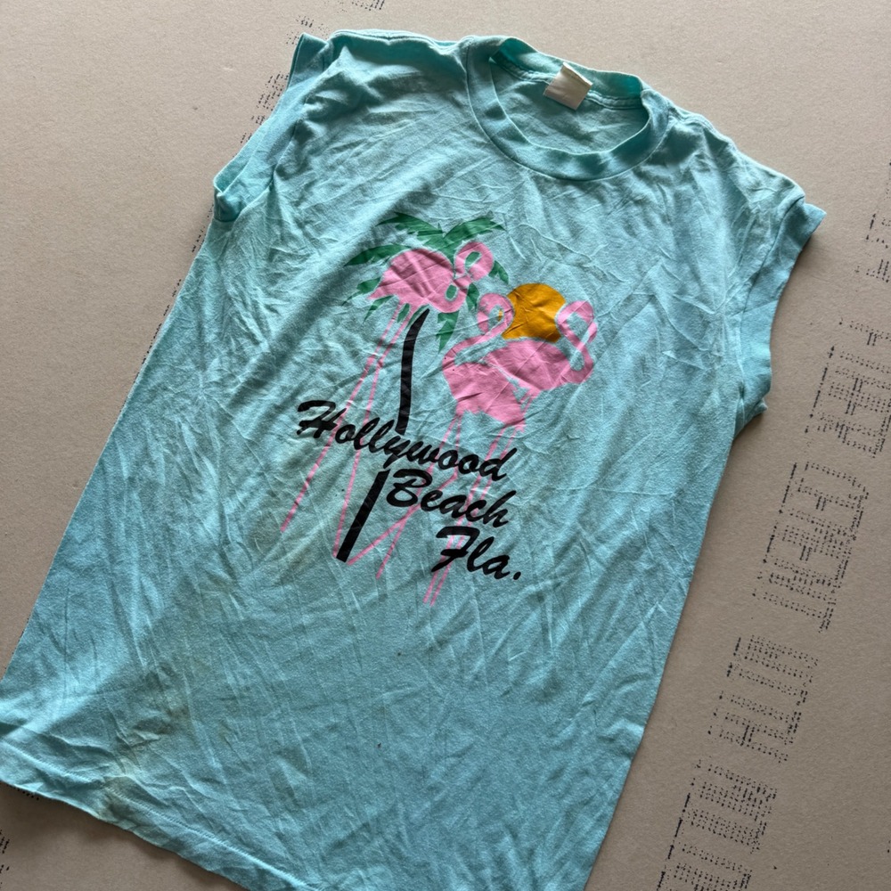 Vintage 80s Anvil Hollywood Beach Florida Flamingo T-shirt